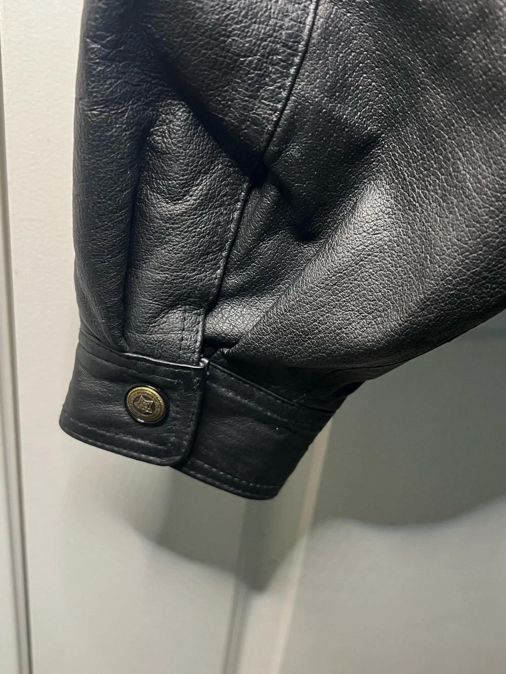 Greatland Men’s Jacket Black Leather Bomber 90s Y2K Vintage Sz XL Casual *FAIR